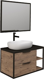 Grossman Мебель для ванной Лофт 90 GR-3015 подвесная веллингтон/черный – фотография-1